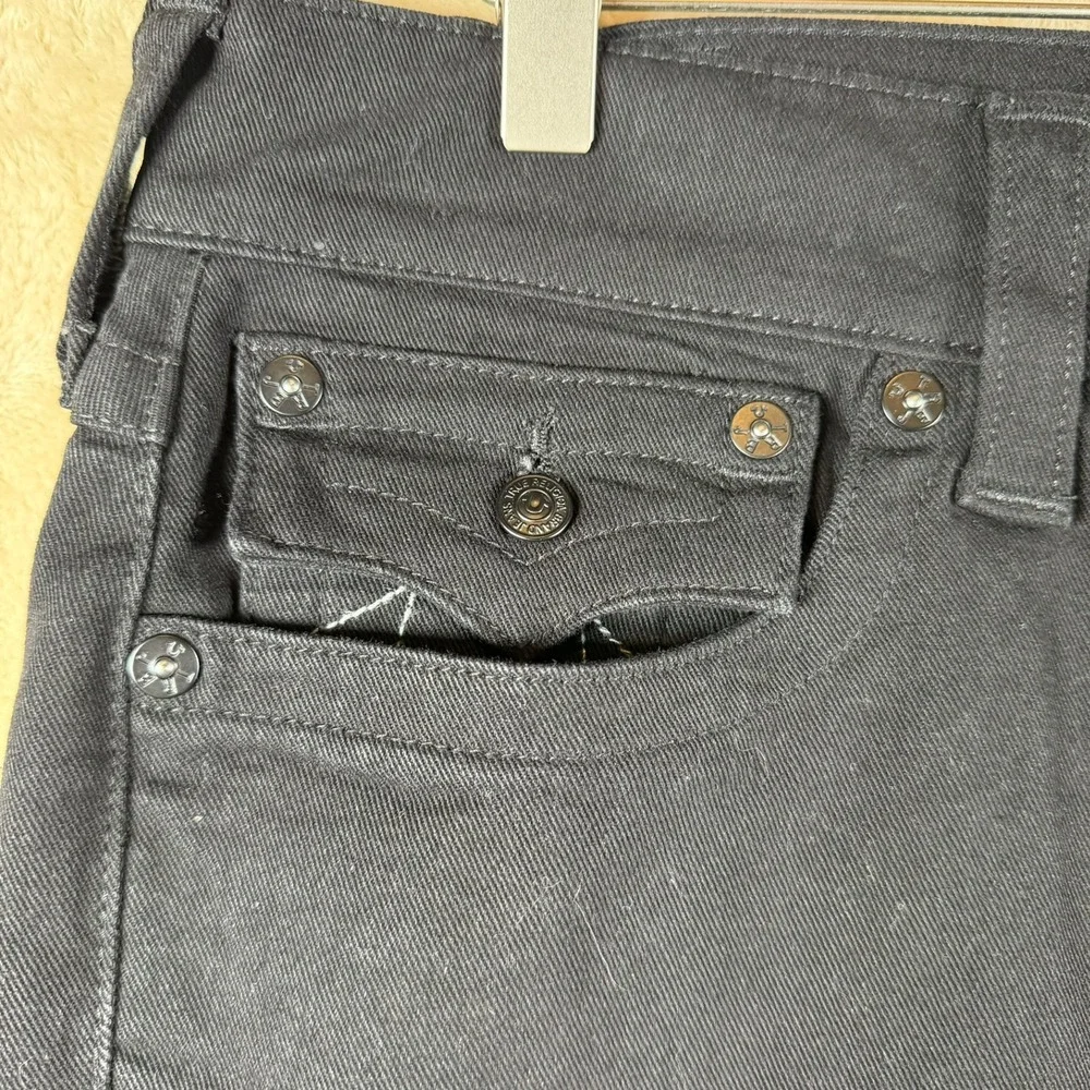 True Religion NWT Ricky Relaxed Straight Black Denim Jeans Mens 33X32‎